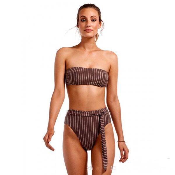 women's swimwear 2021 striped high waist tie bow tube bikini fashion women print lady beach wear, White;black
women's swimwear 2021 striped high waist tie bow tube bikini fashion women print lady beach wear, White;black