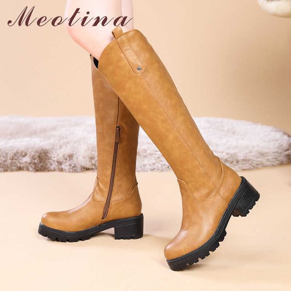 meotina winter knee high boots women boots pu leather chunky heel western boots zipper round toe shoes lady fall plus size 34-43 210608, Black
meotina winter knee high boots women boots pu leather chunky heel western boots zipper round toe shoes lady fall plus size 34-43 210608, Black