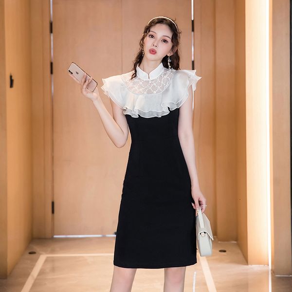 new arrival fashion summer midi party women ol temperament perspective mesh ruffle sleeveless chiffon black dress 78qu, White;black
new arrival fashion summer midi party women ol temperament perspective mesh ruffle sleeveless chiffon black dress 78qu, White;black