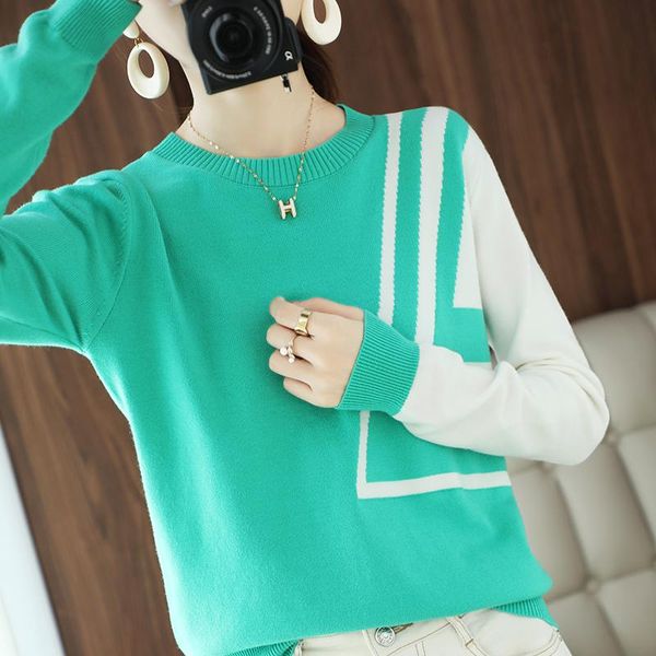 women's sweaters autumn and winter knitted round neck sweater color matching pullover korean fashion elegant casual bottoming shirt, White;black
women's sweaters autumn and winter knitted round neck sweater color matching pullover korean fashion elegant casual bottoming shirt, White;black