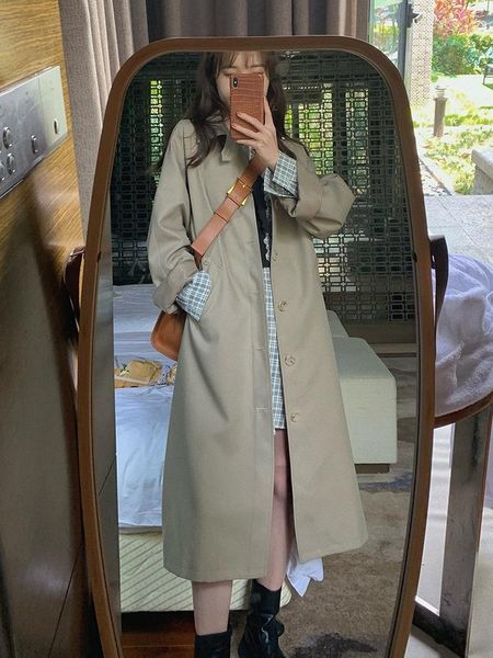 women's trench coats office lady long women lapel single breasted casual commute spring autumn fashion outwears simple solids jackets, Tan;black
women's trench coats office lady long women lapel single breasted casual commute spring autumn fashion outwears simple solids jackets, Tan;black