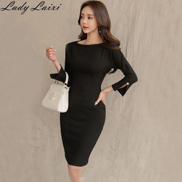spring women dress vintage black 3/4 sleeve formal party bodycon office lady work bodycon pencil dresses 210529, Black;gray
spring women dress vintage black 3/4 sleeve formal party bodycon office lady work bodycon pencil dresses 210529, Black;gray