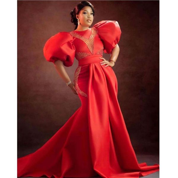party dresses plus size red aso ebi prom mermaid puffy sleeves sweep train women evening gowns custom made beaded formal, White;black
party dresses plus size red aso ebi prom mermaid puffy sleeves sweep train women evening gowns custom made beaded formal, White;black
