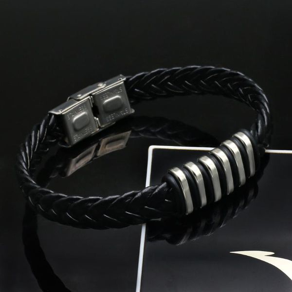 charm bracelets 2021 fashion stainless steel black bracelet men's leather woven punk rock first friendship gift wholesale, Golden;silver
charm bracelets 2021 fashion stainless steel black bracelet men's leather woven punk rock first friendship gift wholesale, Golden;silver