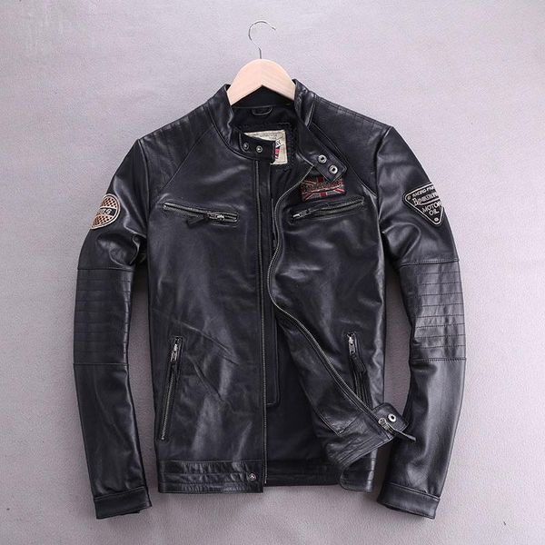 men's leather & faux stand fashion collar slim genuine jacket men sheepskin coats zipper motorcycle biker real coat, Black
men's leather & faux stand fashion collar slim genuine jacket men sheepskin coats zipper motorcycle biker real coat, Black
