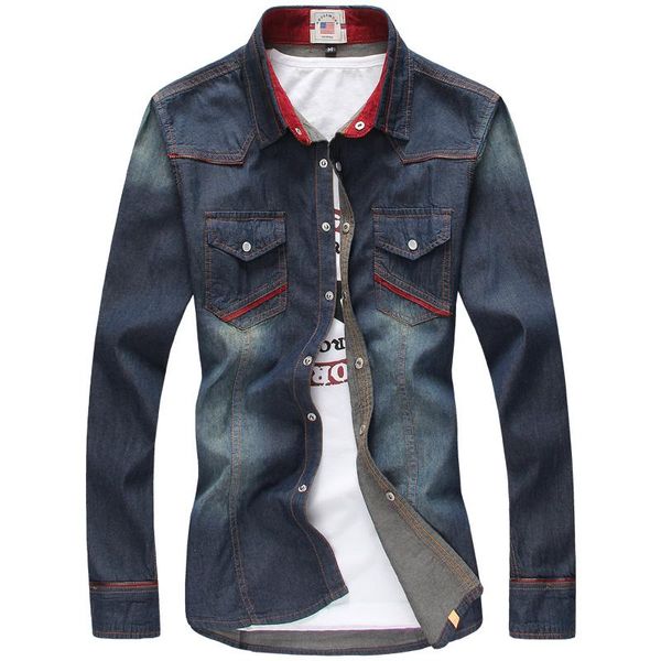 men's casual shirts tide men autumn slim fit jeans fashion long sleeve male cotton washed blue homme denim, White;black
men's casual shirts tide men autumn slim fit jeans fashion long sleeve male cotton washed blue homme denim, White;black