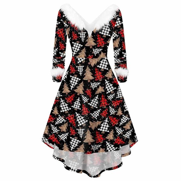 casual dresses navidad tree plaid printed christmas dress women long sleeve v neck party high waist a line plush furry splice vestidos, Black;gray
casual dresses navidad tree plaid printed christmas dress women long sleeve v neck party high waist a line plush furry splice vestidos, Black;gray