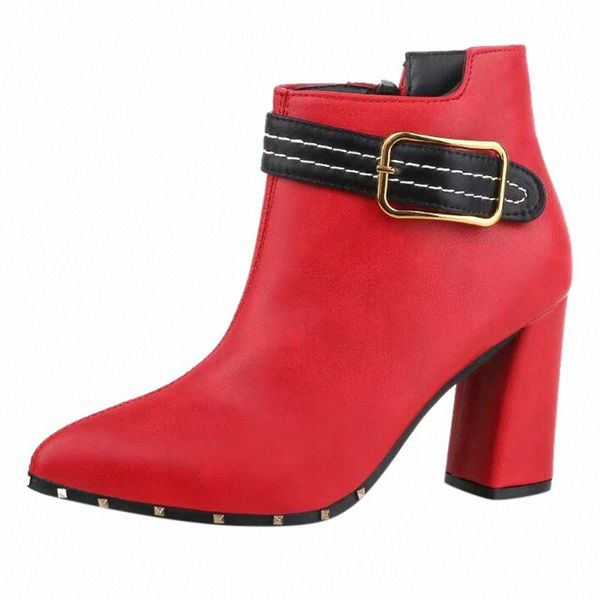 red ankle boots women fashion pointed toe thick heel party short booties british style high heel shoes botas mujer footwear k573#, Black
red ankle boots women fashion pointed toe thick heel party short booties british style high heel shoes botas mujer footwear k573#, Black