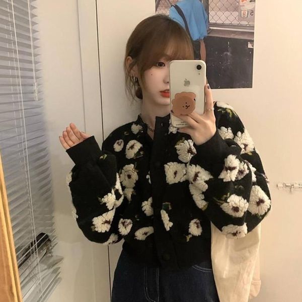 women's jackets fashion flower women spring/autumn clothes 2021 long sleeve jacket korean short high waist flocking female coats cardig, Black;brown
women's jackets fashion flower women spring/autumn clothes 2021 long sleeve jacket korean short high waist flocking female coats cardig, Black;brown
