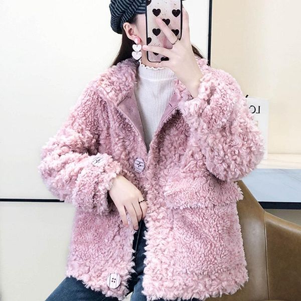 women's fur & faux women 2021 winter fashion real lamb coat solid color jacket female sheep shearing outwears ladies short loose overco, Black
women's fur & faux women 2021 winter fashion real lamb coat solid color jacket female sheep shearing outwears ladies short loose overco, Black