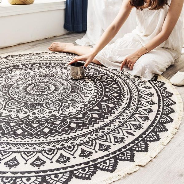 carpets diameter 90/120/150cm nordic cotton linen retro round hanging basket bedroom bedside carpet living room decorative blanket
carpets diameter 90/120/150cm nordic cotton linen retro round hanging basket bedroom bedside carpet living room decorative blanket