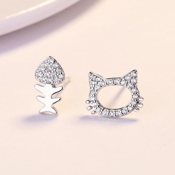 stud s925 silver plated earrings small fresh inlaid crystal cat fish bone asymmetric elegant female accessories, Golden;silver
stud s925 silver plated earrings small fresh inlaid crystal cat fish bone asymmetric elegant female accessories, Golden;silver