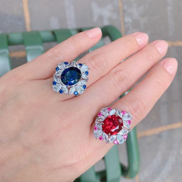 cluster rings qglittering oval blue red gemstone promise ring lab diamond fine jewelry 925 sterling silver wedding engagement gift, Golden;silver
cluster rings qglittering oval blue red gemstone promise ring lab diamond fine jewelry 925 sterling silver wedding engagement gift, Golden;silver