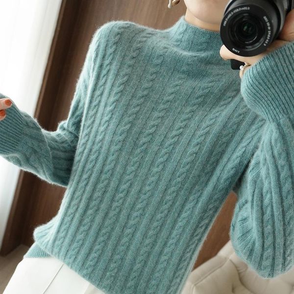 women's sweaters autumn and winter cashmere sweater half high neck pullover twisted warm wool knitted base plus size, White;black
women's sweaters autumn and winter cashmere sweater half high neck pullover twisted warm wool knitted base plus size, White;black