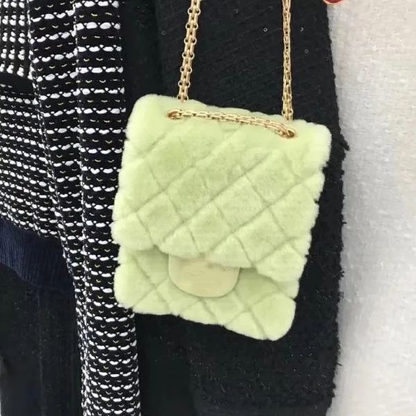 new fashion plush small square bag chain diagonal cross mobile phone female