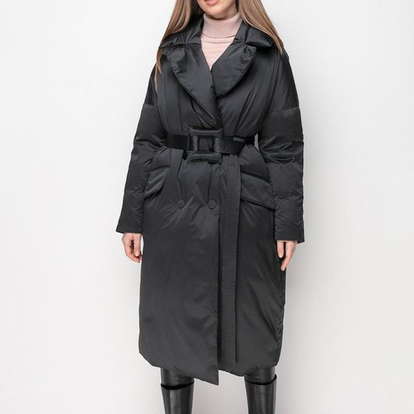 women's down & parkas novalya winter notched women fashion double breasted coats elegant tie belt waist long cotton jackets female ladi, Black
women's down & parkas novalya winter notched women fashion double breasted coats elegant tie belt waist long cotton jackets female ladi, Black
