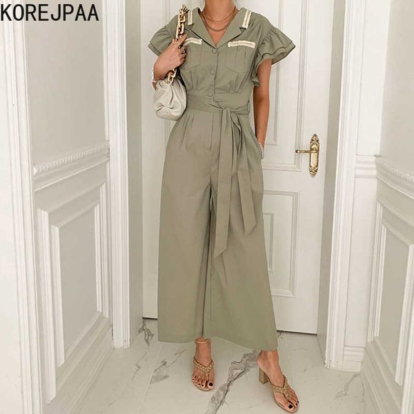 korejpaa women jumpsuits summer girls retro temperament suit collar lace-up waist slimming flying sleeves wide-leg jumpsuit 210526, Black;white
korejpaa women jumpsuits summer girls retro temperament suit collar lace-up waist slimming flying sleeves wide-leg jumpsuit 210526, Black;white