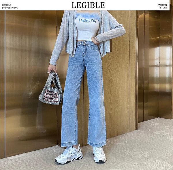 women's jeans women pants loose high waist vintage wide leg jean korean style all-match simple full-length, Blue
women's jeans women pants loose high waist vintage wide leg jean korean style all-match simple full-length, Blue