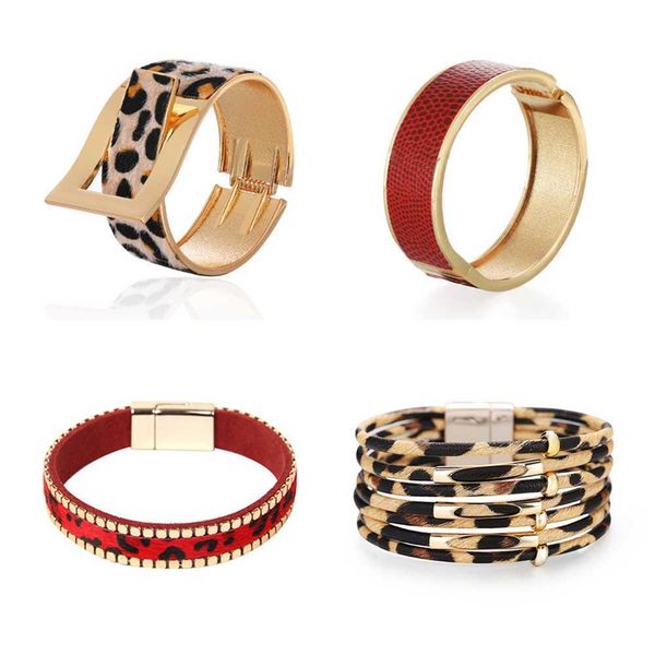 bracelet 2021 new lady bracelet metal leopard pattern enhance charm bracelet personality exaggeration jewelry q0717, Black