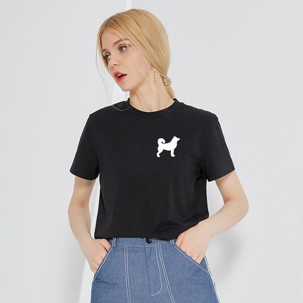 women's t-shirt lovely dog pocket print cotton t shirt for women lover funny tees summer short sleeve hipster tumblr cozy, White