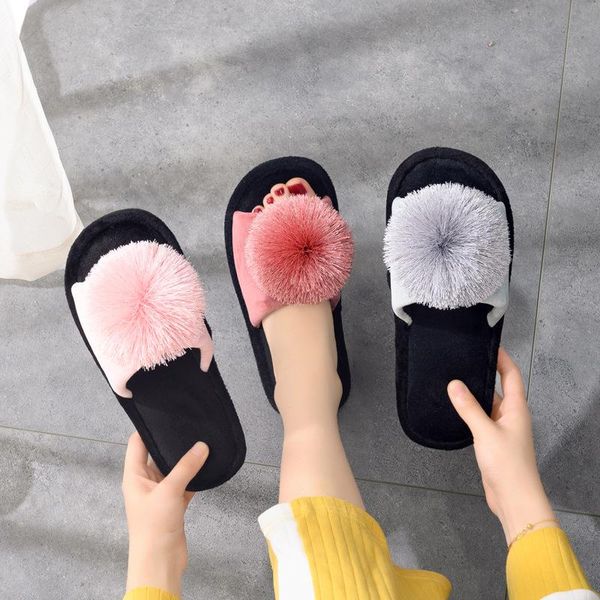 slippers women hairball cotton winter non-slip floor home shoes for bedroom fluffy, Black
slippers women hairball cotton winter non-slip floor home shoes for bedroom fluffy, Black