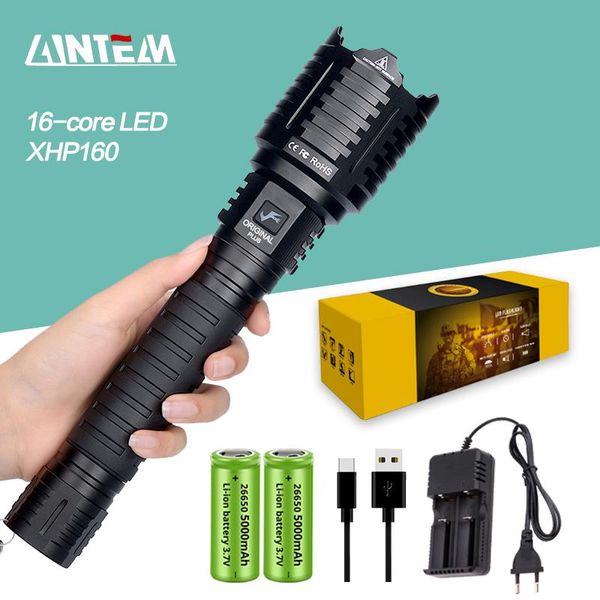flashlights torches 16-core xhp160 powerful brightest lantern zoomable 10000mah 26650 camping usb rechargeable tactical hunting t
flashlights torches 16-core xhp160 powerful brightest lantern zoomable 10000mah 26650 camping usb rechargeable tactical hunting t