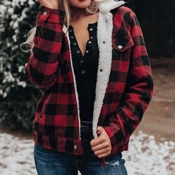 women's jackets winter plaid thick women jacket coats warm checked lambswool cotton padded coat 2021 autumn fashion casual, Black;brown
women's jackets winter plaid thick women jacket coats warm checked lambswool cotton padded coat 2021 autumn fashion casual, Black;brown