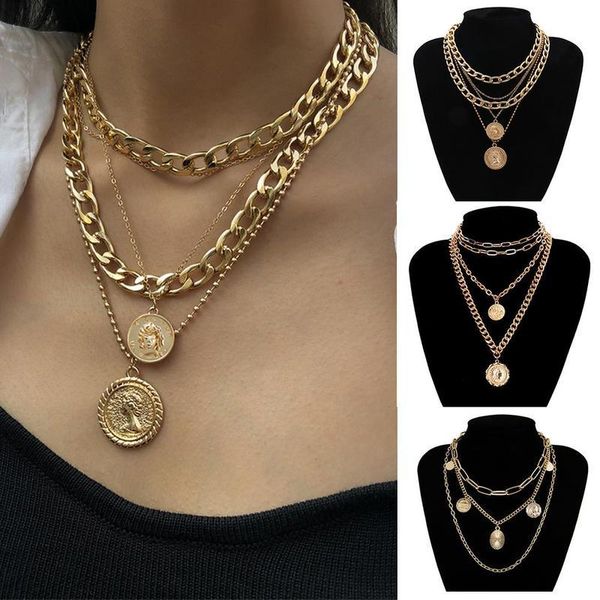 chains punk multi layer curb cuban chunky thick portrait choker necklace women vintage carved coin pendant, Silver
chains punk multi layer curb cuban chunky thick portrait choker necklace women vintage carved coin pendant, Silver