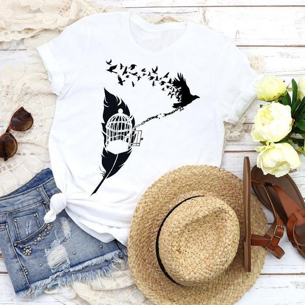 women graphic lady flying om bird fashion short sleeve 90s tees print t shirt clothing female shirt womens t-shirt, White
women graphic lady flying om bird fashion short sleeve 90s tees print t shirt clothing female shirt womens t-shirt, White