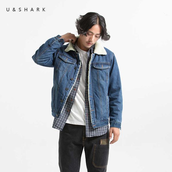 u&shark autumn winter thicken denim jacket men brand clothing fleece denim jacket male regular fit outerwear casual jeans coats 210603, Black;brown
u&shark autumn winter thicken denim jacket men brand clothing fleece denim jacket male regular fit outerwear casual jeans coats 210603, Black;brown