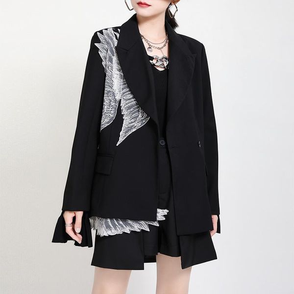 women's suits & blazers 2021 autumn and winter senior fan design sense embroidery japanese suit jacket women, White;black
women's suits & blazers 2021 autumn and winter senior fan design sense embroidery japanese suit jacket women, White;black