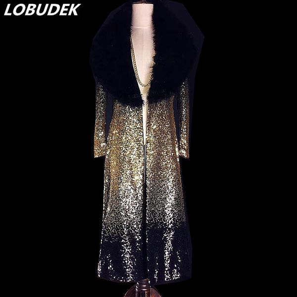 men's trench coats 2 style sparkly gold black sequins overcoat england fashion fur long coat nightclub bar men singer concert costumes, Tan;black
men's trench coats 2 style sparkly gold black sequins overcoat england fashion fur long coat nightclub bar men singer concert costumes, Tan;black