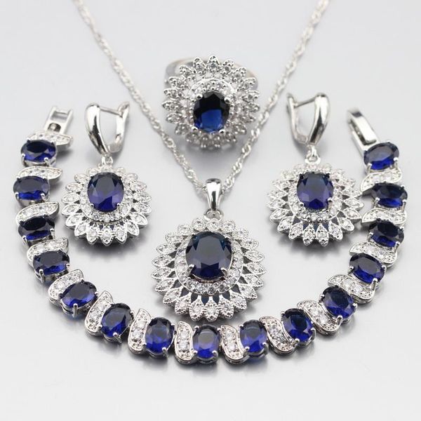 earrings & necklace manny 4pcs earring ring pendant bracelet silver color blue zircon classic jewelry set wedding gift w295
earrings & necklace manny 4pcs earring ring pendant bracelet silver color blue zircon classic jewelry set wedding gift w295
