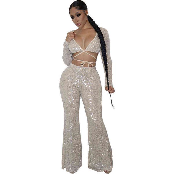 2021 winter women's long sleeve chest wrap hip pants two-piece suit, Black;white
2021 winter women's long sleeve chest wrap hip pants two-piece suit, Black;white