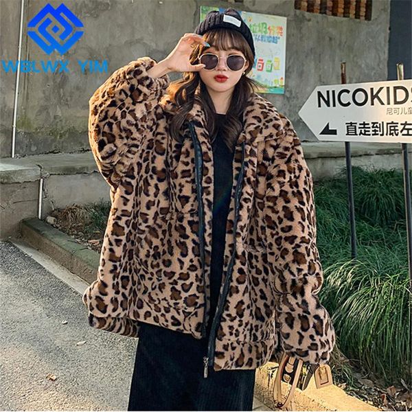 women's fur & faux winter women lamb wool jacket leopard print fashion plush coat overcoat thick warm loose female, Black
women's fur & faux winter women lamb wool jacket leopard print fashion plush coat overcoat thick warm loose female, Black