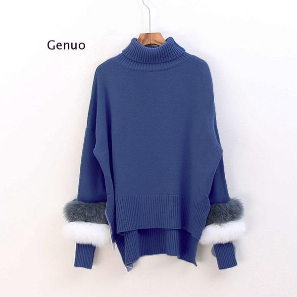 sweet turtleneck faux spliced long sleeved sweater knitted shirts imitation fur striped pullovers irregular hem, White;black
sweet turtleneck faux spliced long sleeved sweater knitted shirts imitation fur striped pullovers irregular hem, White;black