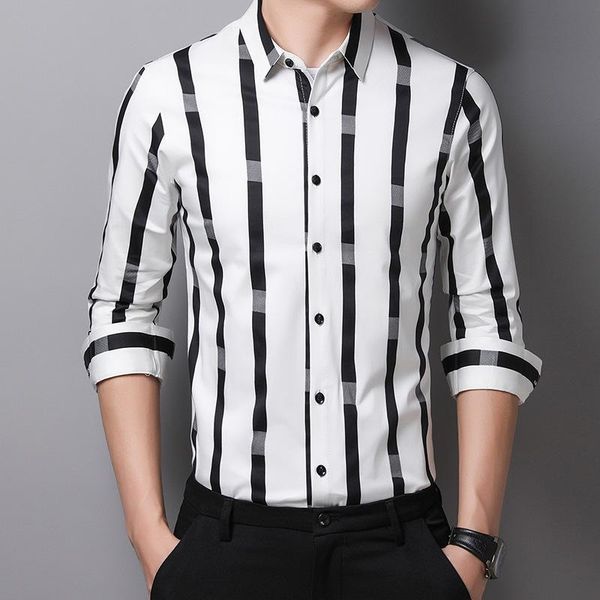 men's casual shirts wash and wear business striped luxury long sleeve shirt men 2021 cotton soft comfortable camisa masculina, White;black
men's casual shirts wash and wear business striped luxury long sleeve shirt men 2021 cotton soft comfortable camisa masculina, White;black