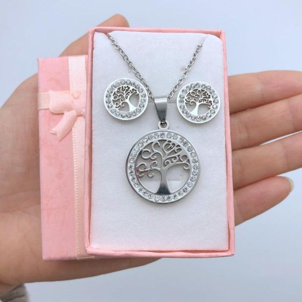 earrings & necklace tree of life crystal round pendant with silver color stainless steel jewelry sets women gifts wholesale
earrings & necklace tree of life crystal round pendant with silver color stainless steel jewelry sets women gifts wholesale