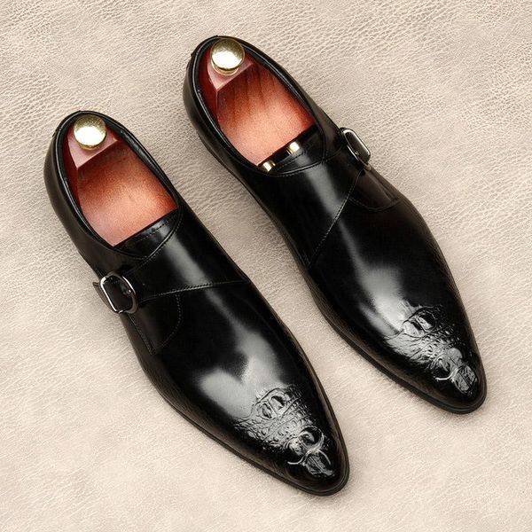 dress shoes vintage genuine leather men's monk straps slip on pointed toe wedding party footwear handmade formal for man g38, Black
dress shoes vintage genuine leather men's monk straps slip on pointed toe wedding party footwear handmade formal for man g38, Black