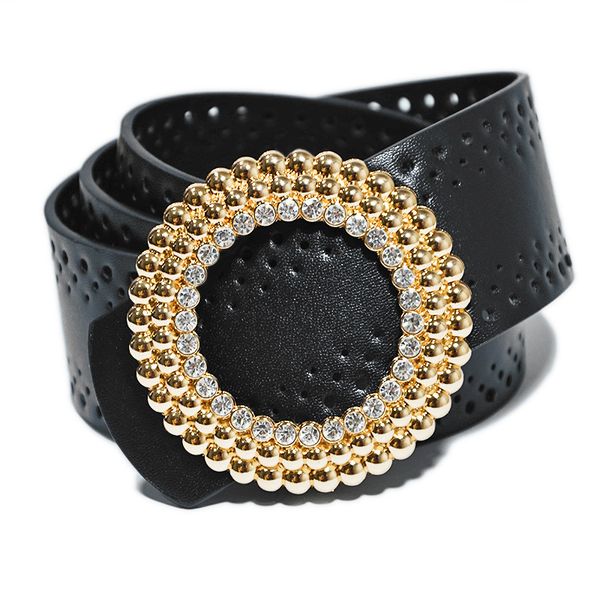 women's new hollow out belt women's fashion versatile diamond inlaid round buckle imitation leather belt, Black;brown
women's new hollow out belt women's fashion versatile diamond inlaid round buckle imitation leather belt, Black;brown