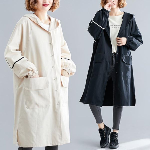 women's trench coats plus size coat women oversize fashion loose long spliced hooded windbreaker 2021 spring autumn outerwear female ca, Tan;black
women's trench coats plus size coat women oversize fashion loose long spliced hooded windbreaker 2021 spring autumn outerwear female ca, Tan;black