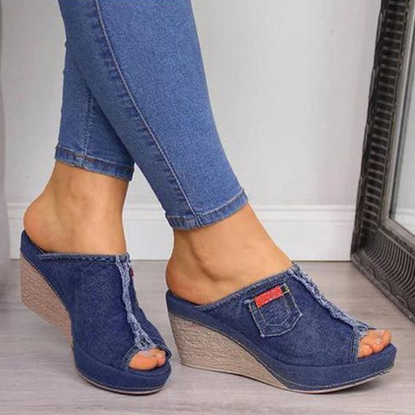 slippers arrival 2021 women's platform leisure fish mouth sandals denim sewing thick bottom shoes big size 43, Black
slippers arrival 2021 women's platform leisure fish mouth sandals denim sewing thick bottom shoes big size 43, Black