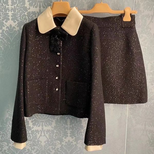 2021 new luxury sequined beading outfits autumn winter women elegant bow long sleeve wool coat+mini skirt two piece set qj7h, Black
2021 new luxury sequined beading outfits autumn winter women elegant bow long sleeve wool coat+mini skirt two piece set qj7h, Black