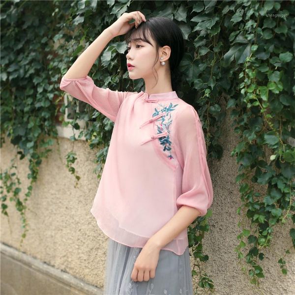 women's blouses & shirts shanghai story sale 3/4 sleeve cheongsam traditional chinese linen blouse, White
women's blouses & shirts shanghai story sale 3/4 sleeve cheongsam traditional chinese linen blouse, White