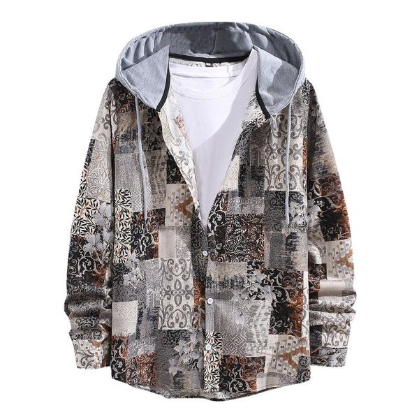 men's casual shirts autumn loose vintage floral print shirt long sleeve single breasted hooded male oversized, White;black
men's casual shirts autumn loose vintage floral print shirt long sleeve single breasted hooded male oversized, White;black