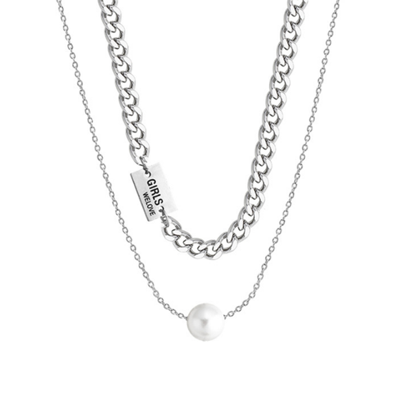 chains 316l stainless steel simple titanium letter double chain necklace pearl pendant hip hop iced out, Silver
chains 316l stainless steel simple titanium letter double chain necklace pearl pendant hip hop iced out, Silver