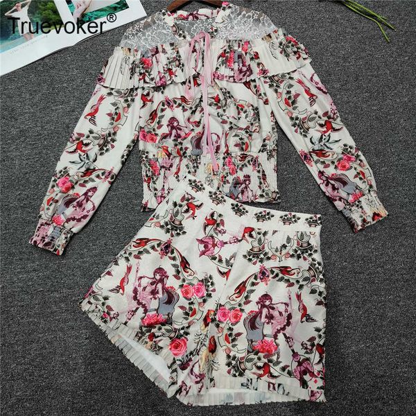 truevoker runway fashion set suits ladies' full sleeve little flower print blouses + shorts party ets 210602, White
truevoker runway fashion set suits ladies' full sleeve little flower print blouses + shorts party ets 210602, White
