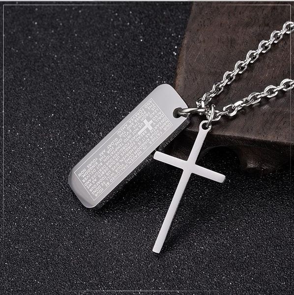 pendant necklaces european and american fashion brand stainless steel cross military stacked necklace christian worship prayer, Silver
pendant necklaces european and american fashion brand stainless steel cross military stacked necklace christian worship prayer, Silver