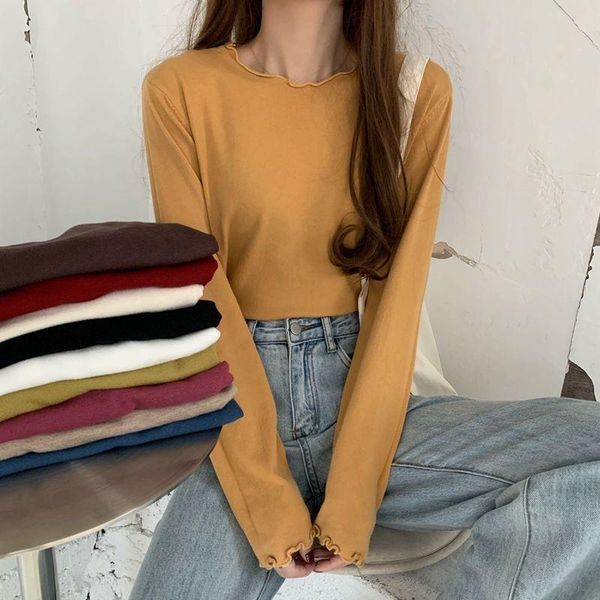 women's t-shirt long sleeve t-shirts clothes autumn fashion pulovers plain casual korean slim all-match collar plus size, White
women's t-shirt long sleeve t-shirts clothes autumn fashion pulovers plain casual korean slim all-match collar plus size, White