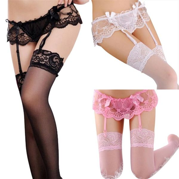 garters 3 colors stockings lace garter belt suspender set women lingerie women's fashion, Black;white 
garters 3 colors stockings lace garter belt suspender set women lingerie women's fashion, Black;white